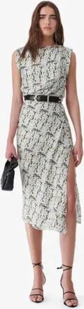 Iro Paris Rachelie Printed Silk Long Dress In Grey