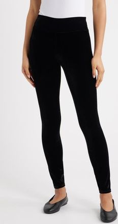 Hue High Waist Velvet Leggings in Black at Nordstrom, Size X-Large