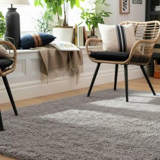 Kukoon Light Grey Shaggy Rug Fluffy Bedroom Runner Soft Plush Pile Carpet | Size: 240 cm x 330 cm