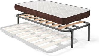 HOGAR 24 Cama Completa - Colch&oacute;n Viscobrown Doble Capa Viscosoft, Altura 15 Cm + Cama Nido De 6 Patas + 2 Almohadas Viscoel&aacute;stica, 105x200 Cm