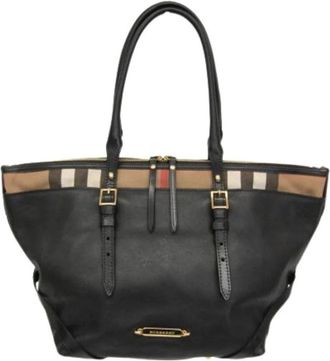 Burberry Pre-owned Tote Bags, female, Black, Size: ONE SIZE Pre-owned Cotton Tote Bag