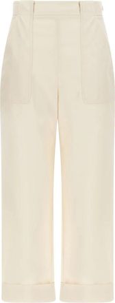 Max Mara Palio Broek - Dames - Wijde Broeken - Beige - S - Katoen - Broeken