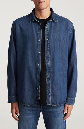 Mavi Roy Denim Snap-Up Shirt in Dark Indigo Lux Blac at Nordstrom, Size X-Large