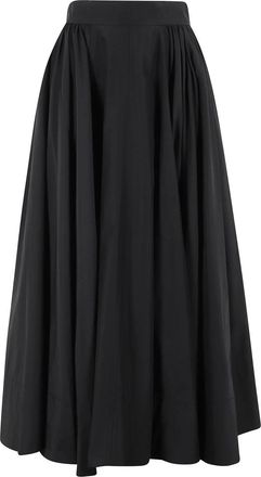 Andamane Zwarte Katoenen Maxi Ruches Rok - Dames - Midirokken - Zwart - XS - Katoen - Rokken
