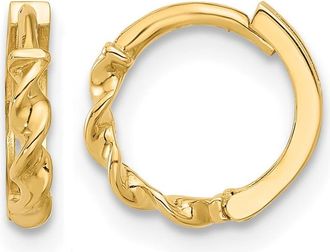 Diamond2Deal 14K Yellow Gold Polished Twisted Huggie Hoop Earrings