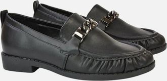 XY London Womens XY London Womens/Ladies Heidi Ruched Chain Detail Loafers - Black - Size: 7