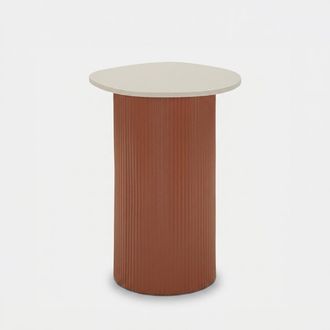 Les Tendances Tavolino Da Caff&egrave; 53 Cm Metallo Piano Mdf Marmo Sintetico Rosso Bianco