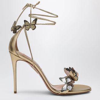 Aquazzura Sandali Papillon 105 in pelle metallizzata oro