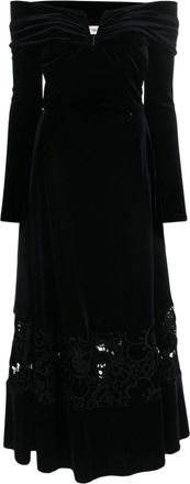 Nissa lace-detailing velvet-finish dress - women - Polyester/Viscose/Spandex/Elastane/Elastane - 36 - Black