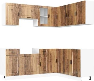 vidaXL Vidaxl - Mueble Cocina Porto Madera Vieja 11 Pzas Madera Contrachapada