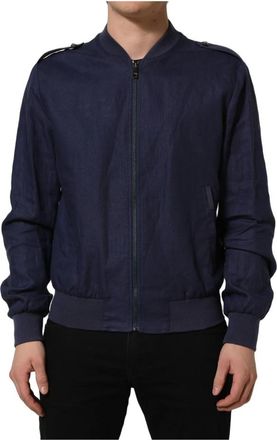 Dolce & Gabbana Linnen Jas - Heren - Bomber jackets - Blauw - XL - Linnen - Jassen