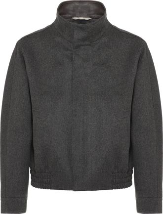Lardini Dark Grey High-Neck Wool Jacket