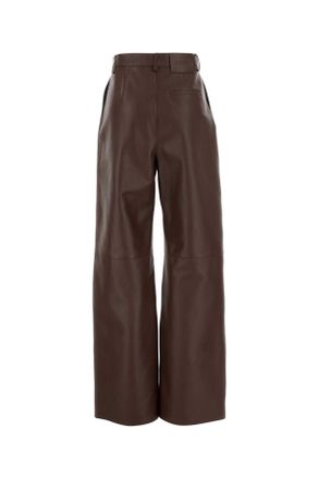 Loewe Womens Chocolate Nappa Leather Pant Chocolatebrown Exterior: Lamb Pantaloni