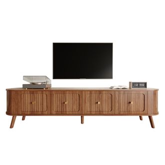 STILVORA Mueble De Tv Con 4 Puertas Abatibles Y Patas De Madera, Estilo Vintage Nogal, En Mdf Y Tablero De Part&iacute;culas, 180&times;38&times;47 Cm