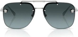 Versace Rimless Metal Frame Sunglasses - Gray