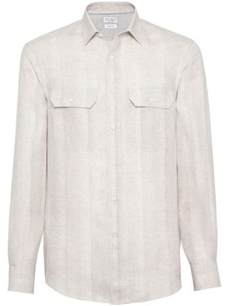 Brunello Cucinelli striped linen shirt - Neutrals