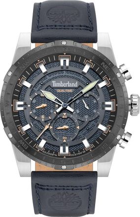 Timberland Fitzwilliam Multifunction Leather Strap Watch, 46mm in Blue Dark at Nordstrom