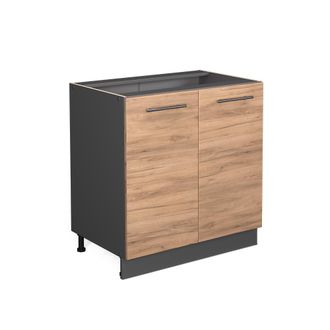 Vicco Armario Bajo Para Fregadero Fame-line, Roble Dorado, 80 Cm Con Estante, Sin Encimera Vicco
