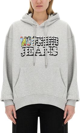 Moschino Grey Logo Hood Sweatshirt