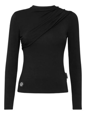 Philipp Plein draped jumper - women - Elastane/Modal/Polyester - S - Black