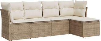 vidaXL Juego De Sof&aacute;s Jard&iacute;n Con Cojines 5 Pzas Rat&aacute;n Sint&eacute;tico Beige Vidaxl