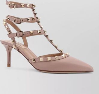 Valentino Garavani leather pumps kitten heel studded straps