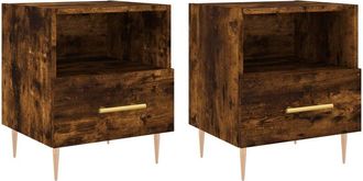 vidaXL Vidaxl - Mesita noche 2 uds madera ingeniería roble ahumado 40x35x47,5cm