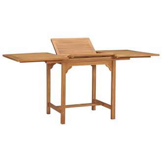 Berkfield Home Extending Garden Table (110-160)x80x75cm Solid Teak Wood in Brown | Size: (110-160)x80x75 cm