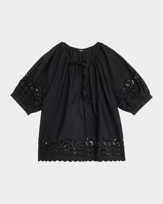 Rails Catalene Embroidered Short-Sleeve Blouse