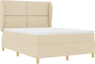 vidaXL Cama Tipo Box Spring Con Cabecera Crema 190 X 140 Cm Tela Vidaxl