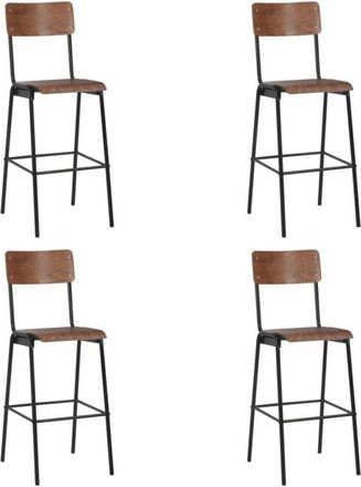 vidaXL Vidaxl - Bar Chairs 4 pcs Solid Plywood Steel