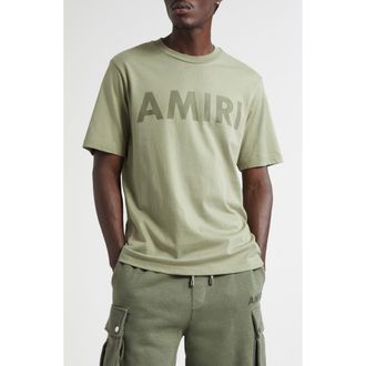 Amiri Stencil Logo Graphic T-Shirt in Olive at Nordstrom, Size Xx-Large