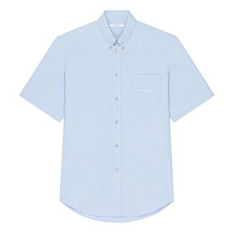 Givenchy Shirt in cotton oxford with Paris jacquard - male - Givenchy - Short Sleeve Shirts - Blue - L - Shirts