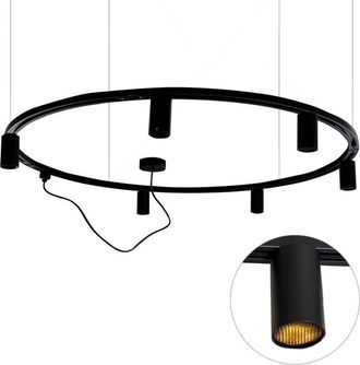 QAZQA Qazqa Moderno Sistema De Iluminaci&oacute;n De Riel Colgante Moderno Con 6 Focos Negros Monof&aacute;sicos Gu10 50 Mm - Iconic Ruby Honey Pl&aacute;stico /acero Redonda Ad