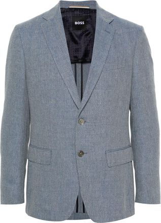 BOSS chevron-pattern blazer - men - Cotton/Virgin Wool/Polyester/Viscose - 50 - Blue