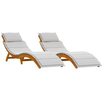 vidaXL Vidaxl - Tumbona Con Coj&iacute;n 2-persona 2 Pcs Gris Claro 184 X 55 X 64cm