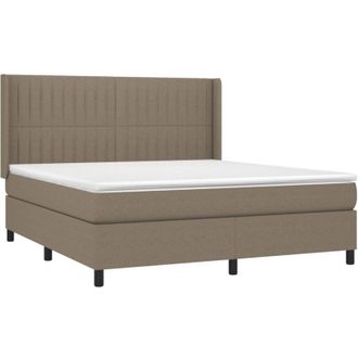 vidaXL Vidaxl - Cama Box Spring Colch&oacute;n Y Luces Led Tela Gris Taupe 180x200 Cm