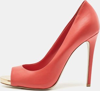 Le Silla Red Leather Gabry Peep Toe Pumps