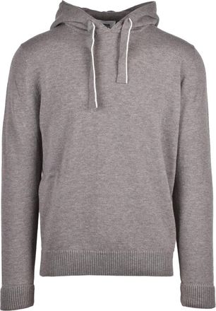 Alpha Studio Relaxed Fit Knit Sweatshirt With Hood And Ribbed Details