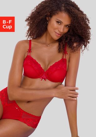 Nuance B&uuml;gel-BH NUANCE, Damen, Gr. 100, Cup E, rot, Spitze, Obermaterial: 67% Polyamid, 23% Polyester, 10% Elasthan, BHs B&uuml;gel-BH, mit dekorativer Schn&uuml;rung 