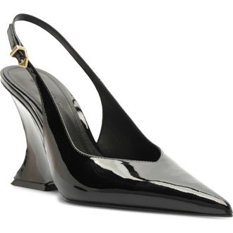 Schutz Siena Slingback Wedge Pump in Black Patent at Nordstrom, Size 6.5