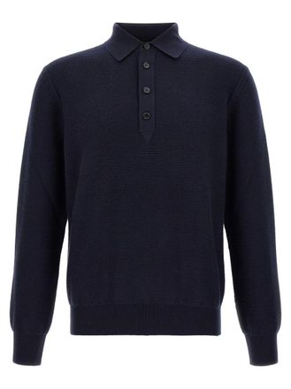 Ermenegildo Zegna Navy Blue Knitted Polo Sweater