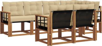 vidaXL Conjunto De Sof&aacute;s De Exterior 7 Uds. Natural Y Beige Vidaxl