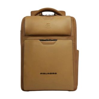 Piquadro Backpacks, male, Yellow, Size: ONE SIZE Leather Travel Backpack