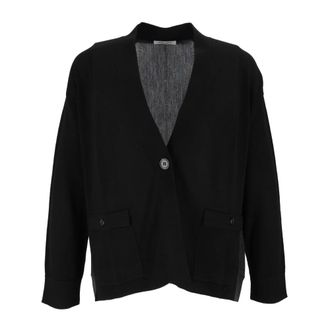 KANGRA Truien & Vesten, Dames, Zwart, M, Giacca tasche color block arrotondato