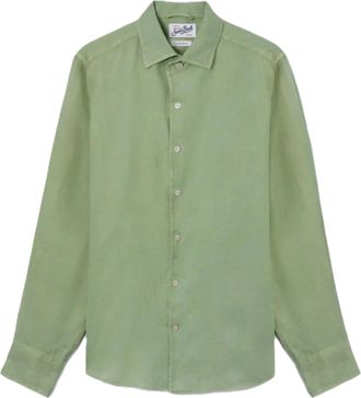 MC2 Saint Barth Long-Sleeve Button-Up Shirt in Soft Green