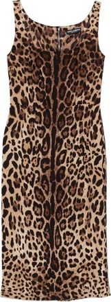 Dolce & Gabbana animal-print sleeveless midi dress - Brown