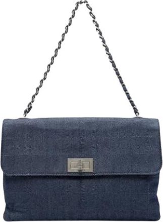 Chanel Pre-owned Mademoiselle Flap Shoulder Bag - Dames - Vintage Schoudertas - Blauw - ONE Size - Denim - Vintage