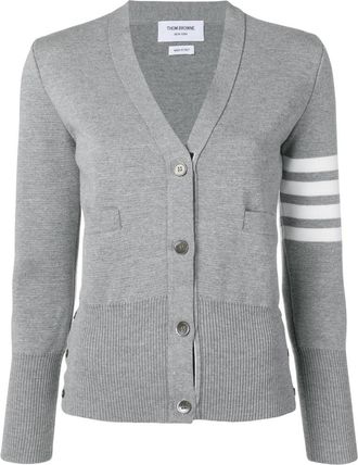 Thom Browne Grey 4-Bar stripe knit cardigan