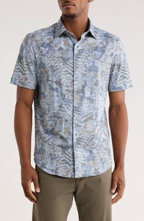 Bugatchi Short Sleeve Button-Up Shirt in Dusty Blue at Nordstrom Rack, Size Xxx-Large